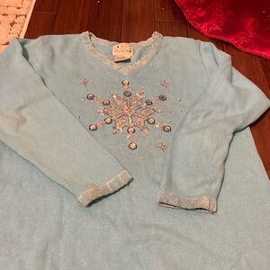 Quaker Factory snowflake Christmas sweater size large